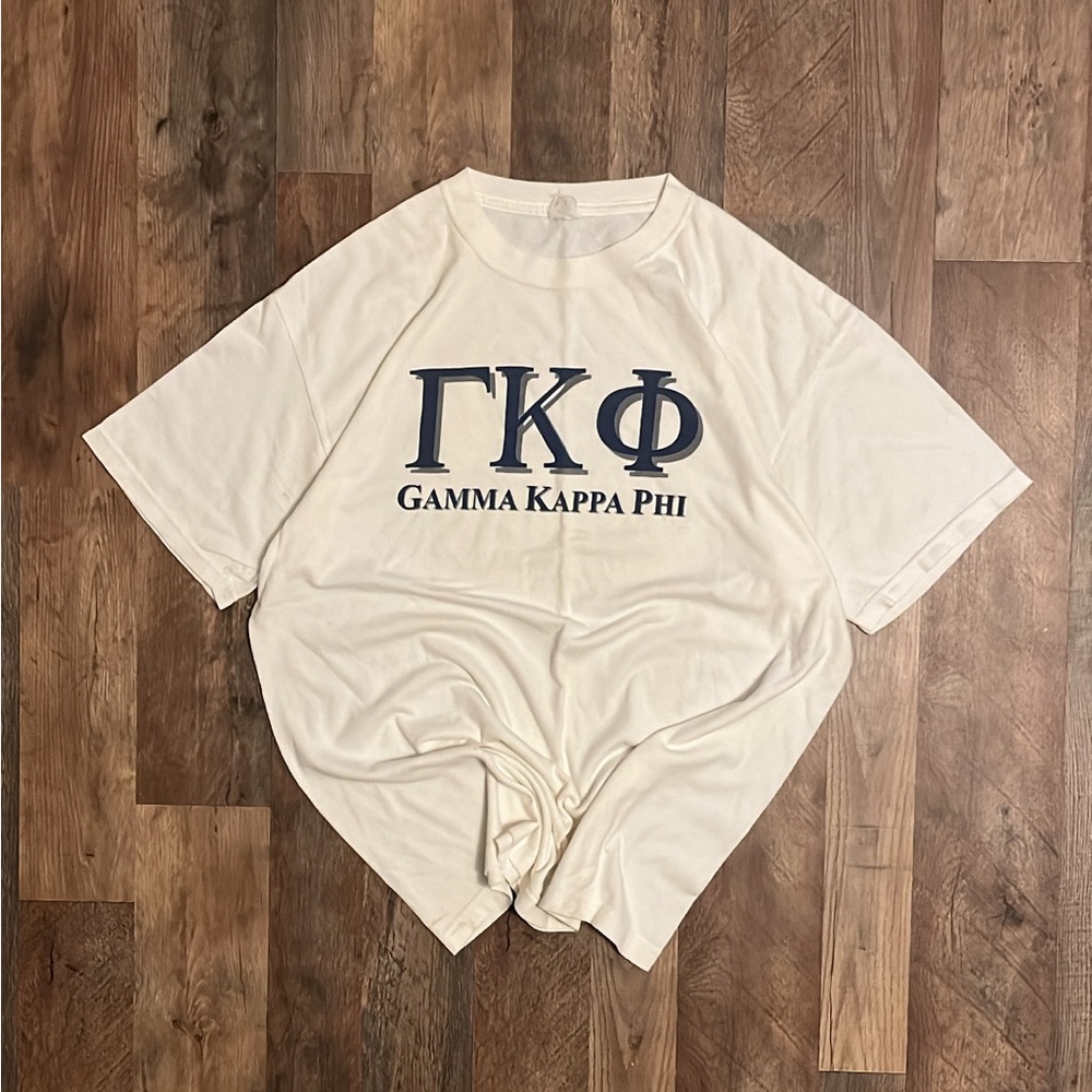 Gamma Kappa Phi Fraternity/Sorority White Distressed T-Shirt (Size XL)